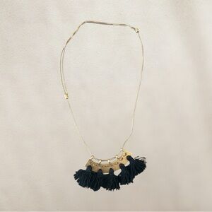 Madewell Gold Necklace with Black Tassels